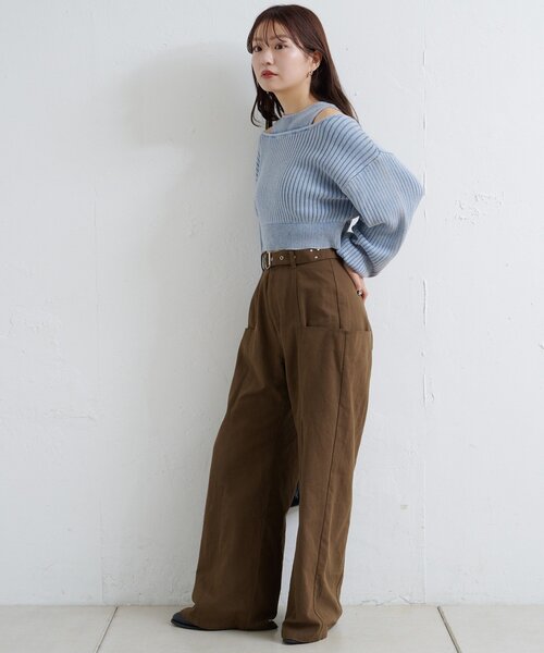 Kastane（カスタネ）の「【新色追加/低身長サイズ/2サイズ展開】スタッズサイドポケットパンツ（その他パンツ・レディース・ベージュ/ブラウン/ダークブラウン・1/0）」の14枚目の写真