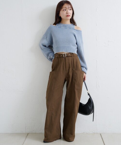 Kastane（カスタネ）の「【新色追加/低身長サイズ/2サイズ展開】スタッズサイドポケットパンツ（その他パンツ・レディース・ベージュ/ブラウン/ダークブラウン・1/0）」の15枚目の写真