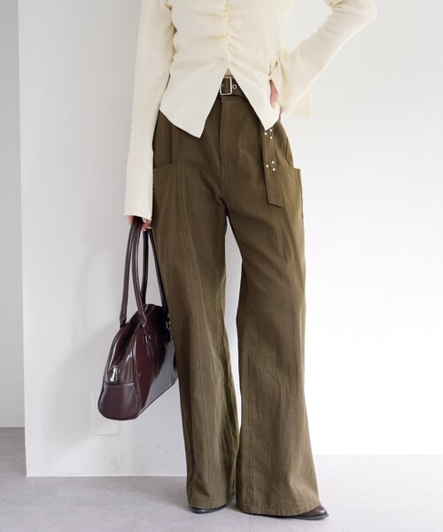 Kastane（カスタネ）の「【新色追加/低身長サイズ/2サイズ展開】スタッズサイドポケットパンツ（その他パンツ・レディース・ベージュ/ブラウン/ダークブラウン・1/0）」の17枚目の写真