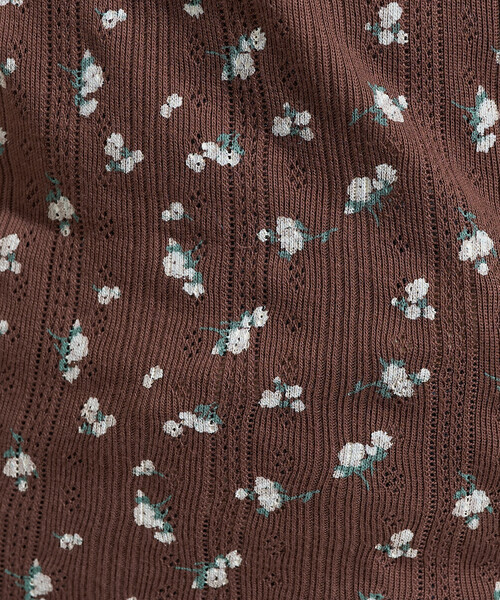 FREAK'S STORE（フリークスストア）の「花柄針抜き フライス ヘンリーネック ロンT（Tシャツ/カットソー・レディース・チャコール/ライトグレー/ブラウン/オフホワイト・ﾌﾘ-）」の20枚目の写真