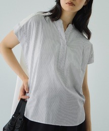 VICKY | ストライプフェイスキーネックブラウス≪洗濯機で洗える≫(シャツ/ブラウス)