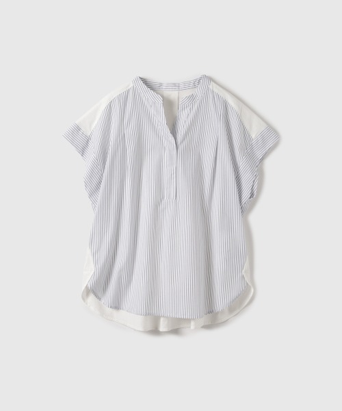 VICKY（ビッキー）の「ストライプフェイスキーネックブラウス≪洗濯機で洗える≫（シャツ/ブラウス・レディース・ホワイト系その他/ダークネイビー/ブラウン系その他・M）」の21枚目の写真