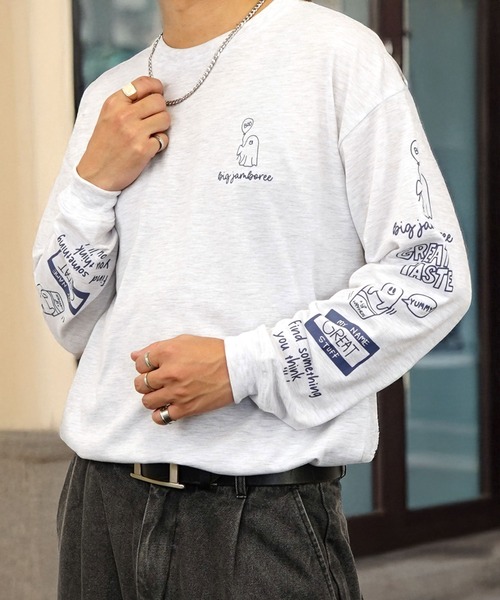 Burner(バーナー)の「【GROOVY STORE】袖&バックプリントワイドシルエットロングスリーブT 韓国系 速乾 UVカット(Tシャツ/カットソー・メンズ・A/B/E/F/C/D/G/H/その他1/その他2/その他4/その他3・M/L/LL)」の7枚目の写真
