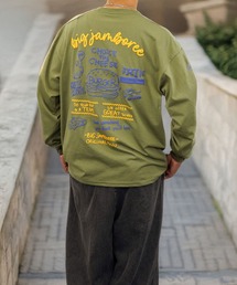 【GROOVY STORE】袖&バックプリントワイドシルエットロングスリーブT 韓国系 速乾 UVカット