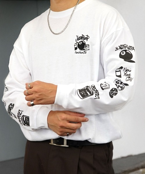 Burner(バーナー)の「【GROOVY STORE】袖&バックプリントワイドシルエットロングスリーブT 韓国系 速乾 UVカット(Tシャツ/カットソー・メンズ・A/B/E/F/C/D/G/H/その他1/その他2/その他4/その他3・M/L/LL)」の10枚目の写真