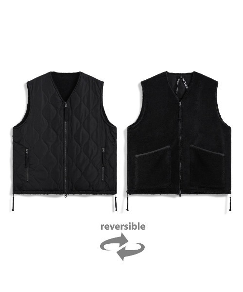 fridge(フリッジ)の「【TAION】タイオン MILITARY RIVERSIBLE “DOWN+BOA" V NECK VEST TAION-R001BML-1(ダウンベスト・メンズ・オリーブ/その他/ブラック・LARGE/MEDIUM/SMALL)」の8枚目の写真
