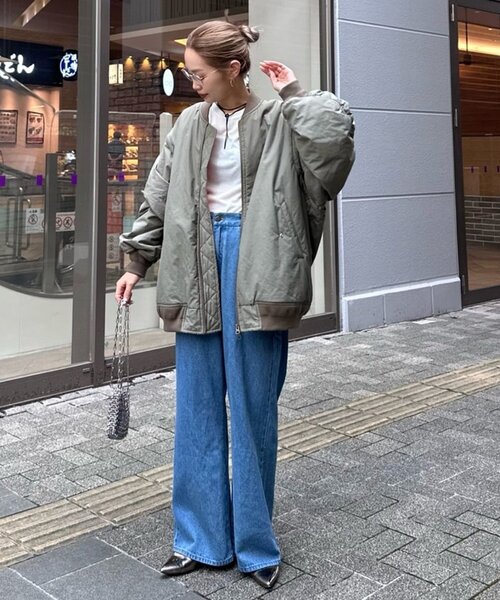 CIAOPANIC TYPY（チャオパニックティピー）の「累計販売数２万枚！【新色登場/ユニセックス】ボリュームスリーブMA-1（MA-1・レディース・ブラック/オフホワイト/カーキ/ブラウン・ONE SIZE）」の5枚目の写真