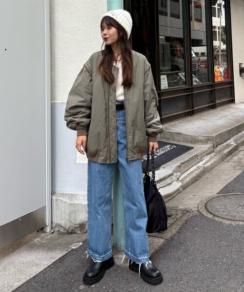 CIAOPANIC TYPY（チャオパニックティピー）の「累計販売数２万枚！【新色登場/ユニセックス】ボリュームスリーブMA-1（MA-1・レディース・ブラック/オフホワイト/カーキ/ブラウン・ONE SIZE）」の7枚目の写真