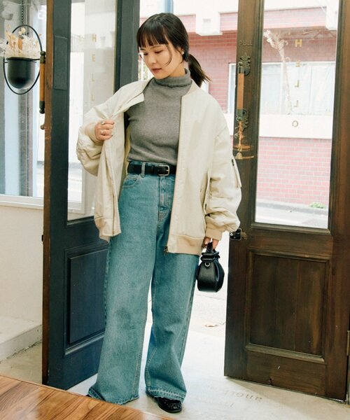 CIAOPANIC TYPY（チャオパニックティピー）の「累計販売数２万枚！【新色登場/ユニセックス】ボリュームスリーブMA-1（MA-1・レディース・ブラック/オフホワイト/カーキ/ブラウン・ONE SIZE）」の12枚目の写真