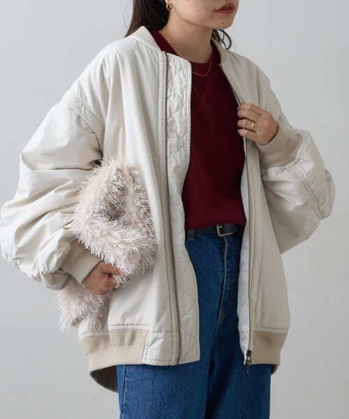 CIAOPANIC TYPY（チャオパニックティピー）の「累計販売数２万枚！【新色登場/ユニセックス】ボリュームスリーブMA-1（MA-1・レディース・ブラック/オフホワイト/カーキ/ブラウン・ONE SIZE）」の13枚目の写真