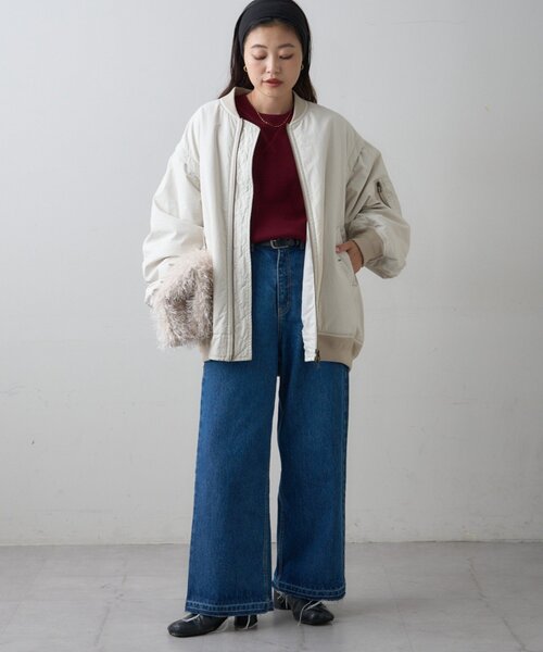 CIAOPANIC TYPY（チャオパニックティピー）の「累計販売数２万枚！【新色登場/ユニセックス】ボリュームスリーブMA-1（MA-1・レディース・ブラック/オフホワイト/カーキ/ブラウン・ONE SIZE）」の15枚目の写真