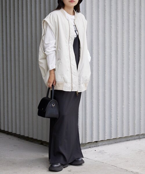 CIAOPANIC TYPY（チャオパニックティピー）の「累計販売数２万枚！【新色登場/ユニセックス】ボリュームスリーブMA-1（MA-1・レディース・ブラック/オフホワイト/カーキ/ブラウン・ONE SIZE）」の22枚目の写真