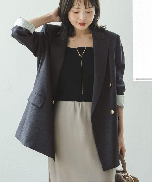 新品未使用/8万円/eleventy/ピークドラペル/コットンニットジャケット 追加》《WEB・一部店舗カラー》ウールフラノピークドラペルジャケット