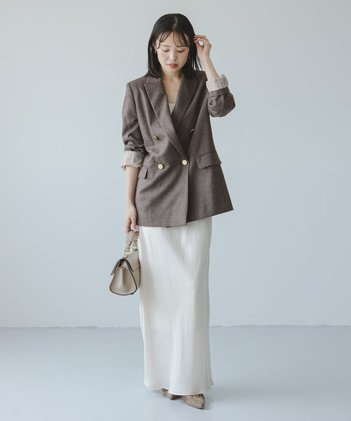 今期品完売　ノーブル　ウールフラノピークドラペルジャケット38 ブラウン 今期品完売 ノーブル ウールフラノピークドラペルジャケット38