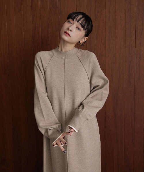 EMMEL REFINES（エメルリファインズ）の「＜EMMEL REFINES＞EM ハイショク ニット ロング ワンピース（ワンピース・レディース・ベージュ/グレー・FREE）」の11枚目の写真