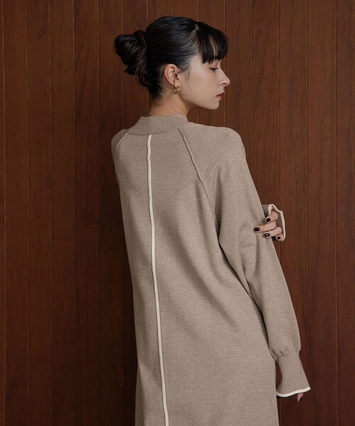 EMMEL REFINES（エメルリファインズ）の「＜EMMEL REFINES＞EM ハイショク ニット ロング ワンピース（ワンピース・レディース・ベージュ/グレー・FREE）」の12枚目の写真