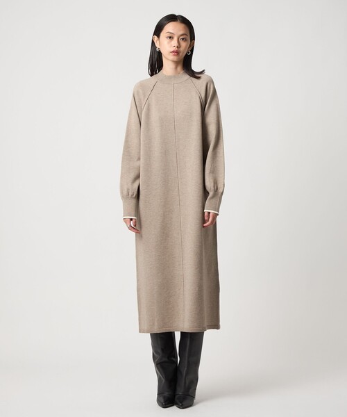 EMMEL REFINES（エメルリファインズ）の「＜EMMEL REFINES＞EM ハイショク ニット ロング ワンピース（ワンピース・レディース・ベージュ/グレー・FREE）」の4枚目の写真