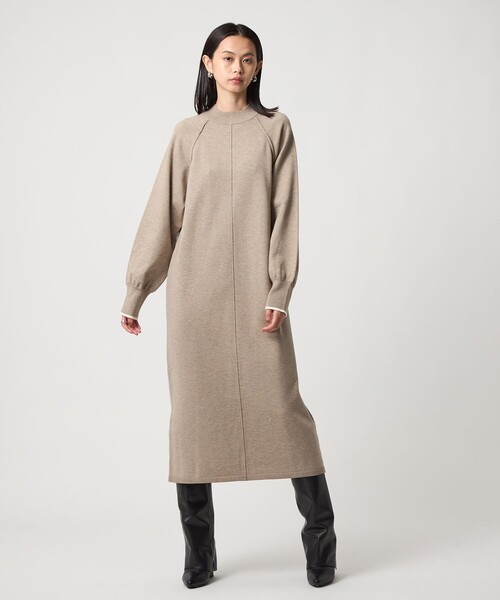 EMMEL REFINES（エメルリファインズ）の「＜EMMEL REFINES＞EM ハイショク ニット ロング ワンピース（ワンピース・レディース・ベージュ/グレー・FREE）」の5枚目の写真