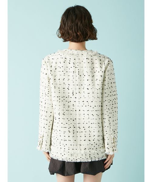 セール】ノーカラーツイードジャケツト（ノーカラージャケット）｜LILY