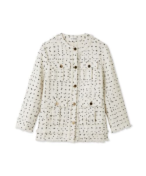 セール】ノーカラーツイードジャケツト（ノーカラージャケット）｜LILY