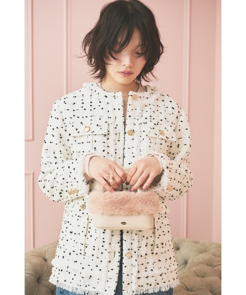 ノーカラーツイードジャケツト（ノーカラージャケット）｜LILY BROWN