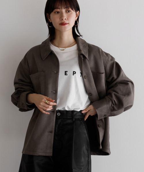 DIESEL ソフトレザーシャツスエード ジャケット グレー セットアップ対応】ストレッチフェイクスエード オーバーサイズ シャツ