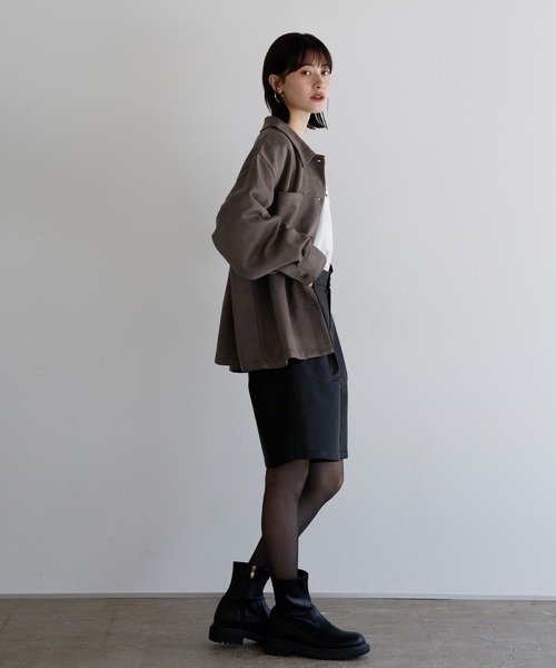 shetila(シェティラ)の「【セットアップ対応】ストレッチフェイクスエード オーバーサイズ シャツジャケット(シャツ/ブラウス・レディース・チャコール/ブラウン/キャメル・M)」の20枚目の写真