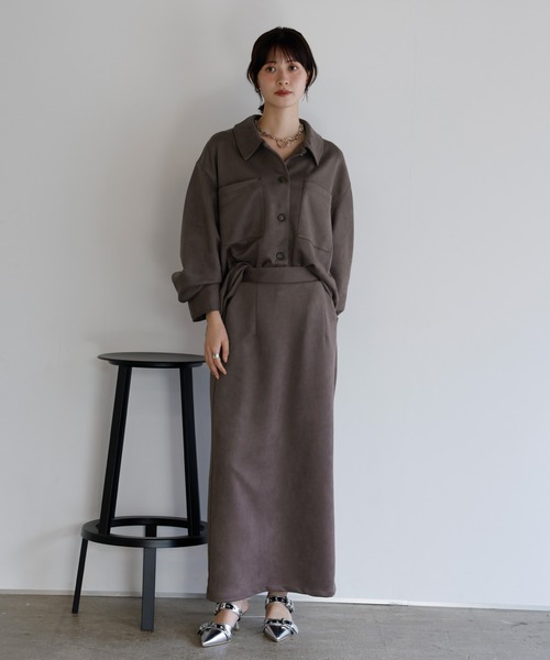 shetila(シェティラ)の「【セットアップ対応】ストレッチフェイクスエード オーバーサイズ シャツジャケット(シャツ/ブラウス・レディース・チャコール/ブラウン/キャメル・M)」の6枚目の写真