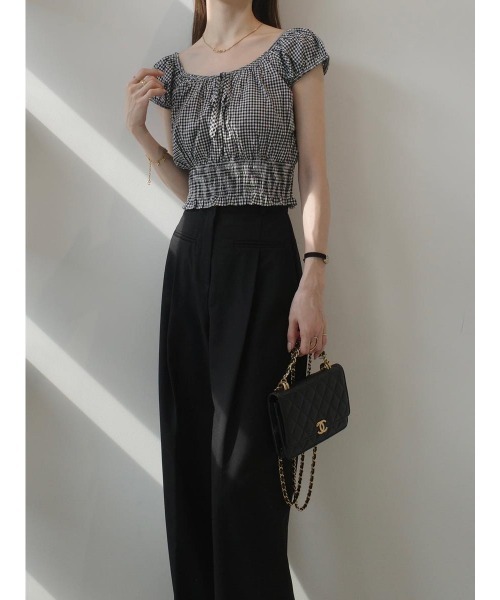 amel（エイメル）の「パフショルダーリボンブラウス / ミックス（シャツ/ブラウス・レディース・チャコールグレー・FREE）」の4枚目の写真