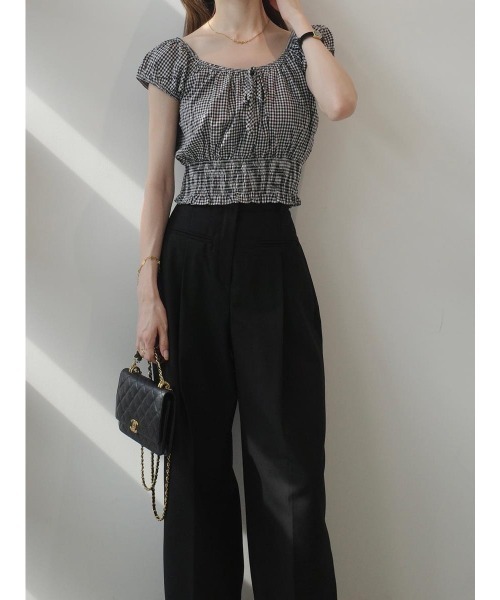 amel（エイメル）の「パフショルダーリボンブラウス / ミックス（シャツ/ブラウス・レディース・チャコールグレー・FREE）」の6枚目の写真