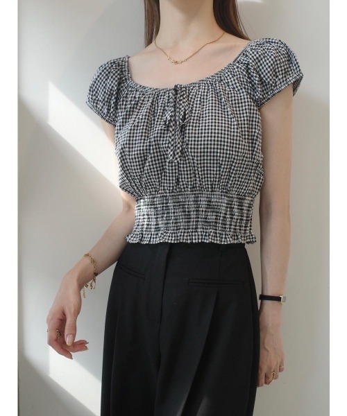 amel（エイメル）の「パフショルダーリボンブラウス / ミックス（シャツ/ブラウス・レディース・チャコールグレー・FREE）」の12枚目の写真