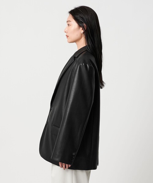 【美品】UNITED ARROWS 本革 テーラードジャケット BLACK MARW UNITED ARROWS＞レザーライク ジャケット（テーラード