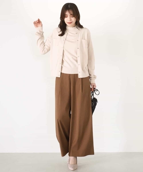 OFUON le MK(オフオンルエムケー)の「ストレッチワイドストレートパンツ/洗える(その他パンツ・レディース・ライトブラウン/アイボリー/ネイビー・40/38/36)」の10枚目の写真