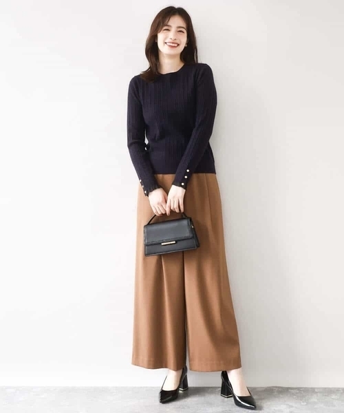 OFUON le MK(オフオンルエムケー)の「ストレッチワイドストレートパンツ/洗える(その他パンツ・レディース・ライトブラウン/アイボリー/ネイビー・40/38/36)」の21枚目の写真