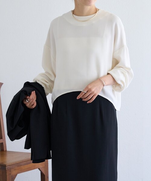 BEARDSLEY（ビアズリー）の「コクーンパフ袖ブラウス（シャツ/ブラウス・レディース・ホワイト/ライトグレー/ブラック・FREE）」の22枚目の写真