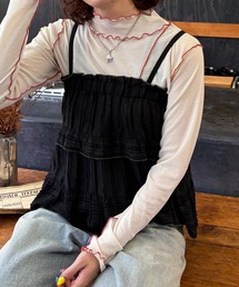 DOUBLE NAME | フリンジストライプギャザーキャミ(キャミソール)