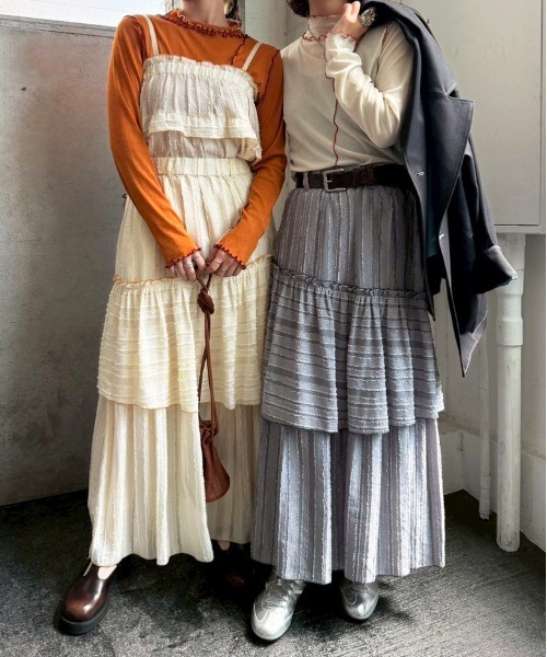 DOUBLE NAME（ダブルネーム）の「フリンジストライプギャザーキャミ（キャミソール・レディース・オフホワイト/ブラック・FREE）」の8枚目の写真