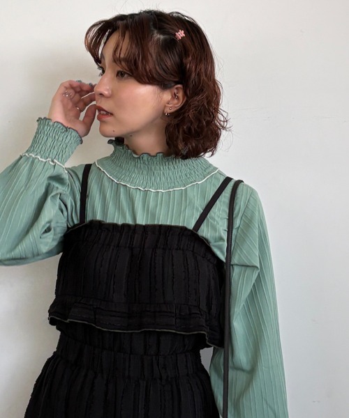 DOUBLE NAME（ダブルネーム）の「フリンジストライプギャザーキャミ（キャミソール・レディース・オフホワイト/ブラック・FREE）」の10枚目の写真