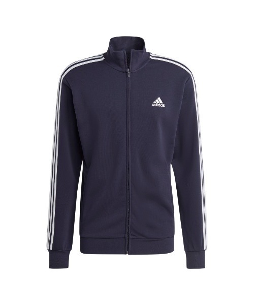 adidas（アディダス）の「アディダス adidas ベーシック スリーストライプス フレンチテリー トラックスーツ（ジャージ・メンズ・グレー/ネイビー・S/M/L/LL/3L）」の3枚目の写真