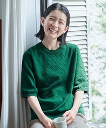 Sunny clouds（サニークラウズ）の「サニークラウズ　格子模様のニットＴシャツ〈レディース〉（ニット/セーター）」
