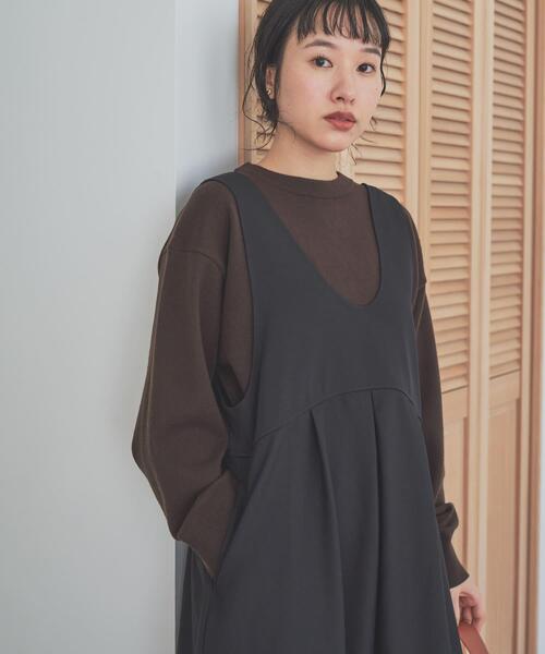 URBAN RESEARCH DOORS(アーバンリサーチドアーズ)の「深Uネック切替ジャンパースカート(ワンピース・レディース・チャコールグレー/ブラック・MEDIUM)」の10枚目の写真