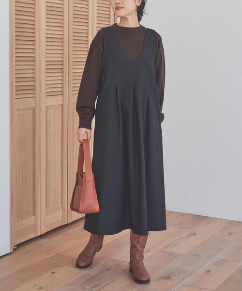 URBAN RESEARCH DOORS(アーバンリサーチドアーズ)の「深Uネック切替ジャンパースカート(ワンピース・レディース・チャコールグレー/ブラック・MEDIUM)」の8枚目の写真