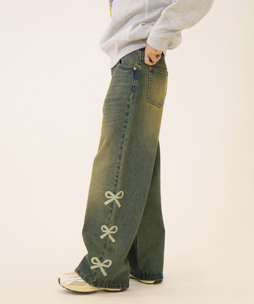 JOINT WORKS（ジョイントワークス）の「デニムサイドリボンパンツ（デニムパンツ・レディース・ブラック/ネイビー・SMALL/MEDIUM）」の2枚目の写真