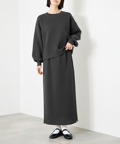 セール】Idnes ふくれジャガードプルオーバー＆ロングナロースカート