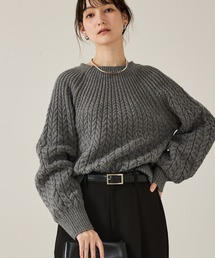 qualite | ケーブルスラッシュネックニット/秋服/冬服/ハイゲージニット/ローゲージニット(ニット/セーター)