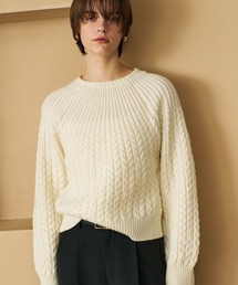 qualite | ケーブルスラッシュネックニット/秋服/冬服/ハイゲージニット/ローゲージニット(ニット/セーター)