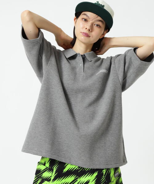 Jack Bunny!!(ジャックバニー)の「【Jack Bunny!!】T/Rダンボール五分袖ポロシャツ(ポロシャツ・レディース・グレー/ブルー/ネイビー・MEDIUM/LARGE/SMALL)」の1枚目の写真