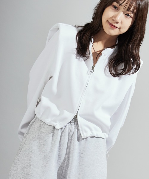 Chick（チック）の「Stand Collar Double Zip Sweatshirt / スタンドネックダブルジップスウェット（スウェット・レディース・ホワイト/ライトグレー/ブラック/チャコール・FREE）」の5枚目の写真