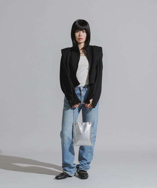 Chick（チック）の「Stand Collar Double Zip Sweatshirt / スタンドネックダブルジップスウェット（スウェット・レディース・ホワイト/ライトグレー/ブラック/チャコール・FREE）」の16枚目の写真