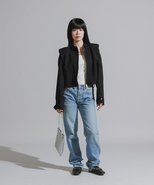 Chick（チック）の「Stand Collar Double Zip Sweatshirt / スタンドネックダブルジップスウェット（スウェット・レディース・ホワイト/ライトグレー/ブラック/チャコール・FREE）」の17枚目の写真